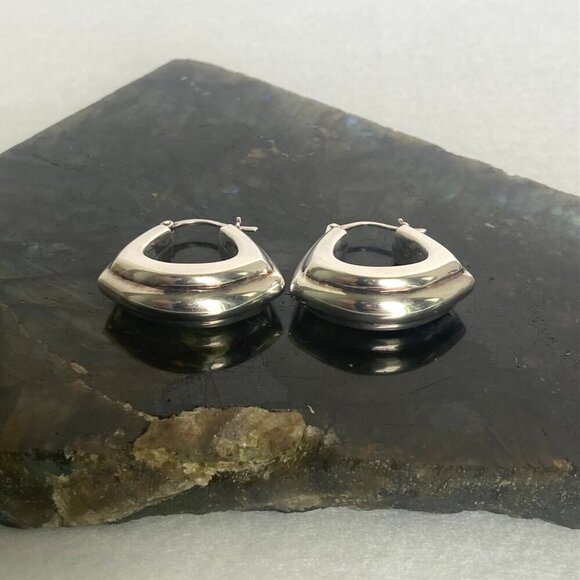 Fine Silver .999 Chunky 1" Hinged Wide Hoop Earrings - Picture 5 of 16